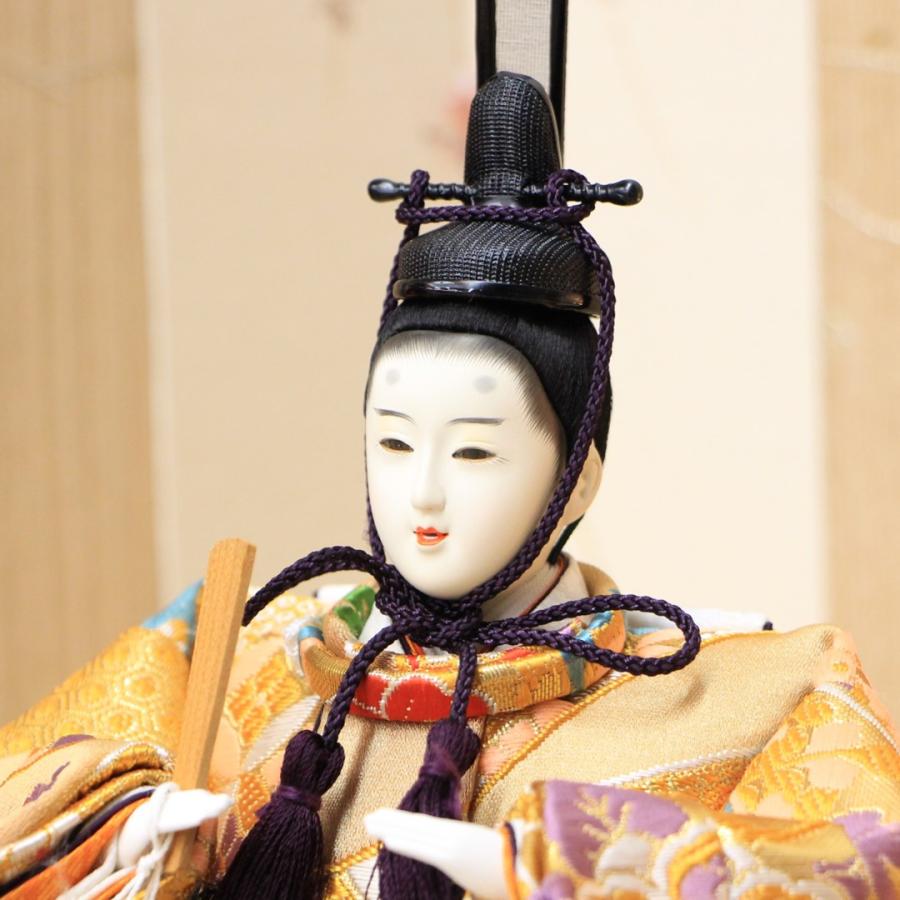 安藤桂甫作 京雛 十一番 雅印No.3  結月金彩横枝しだれ桜有明白木平台セット 幅65×奥行き40×高さ39.5（約cm）の画像