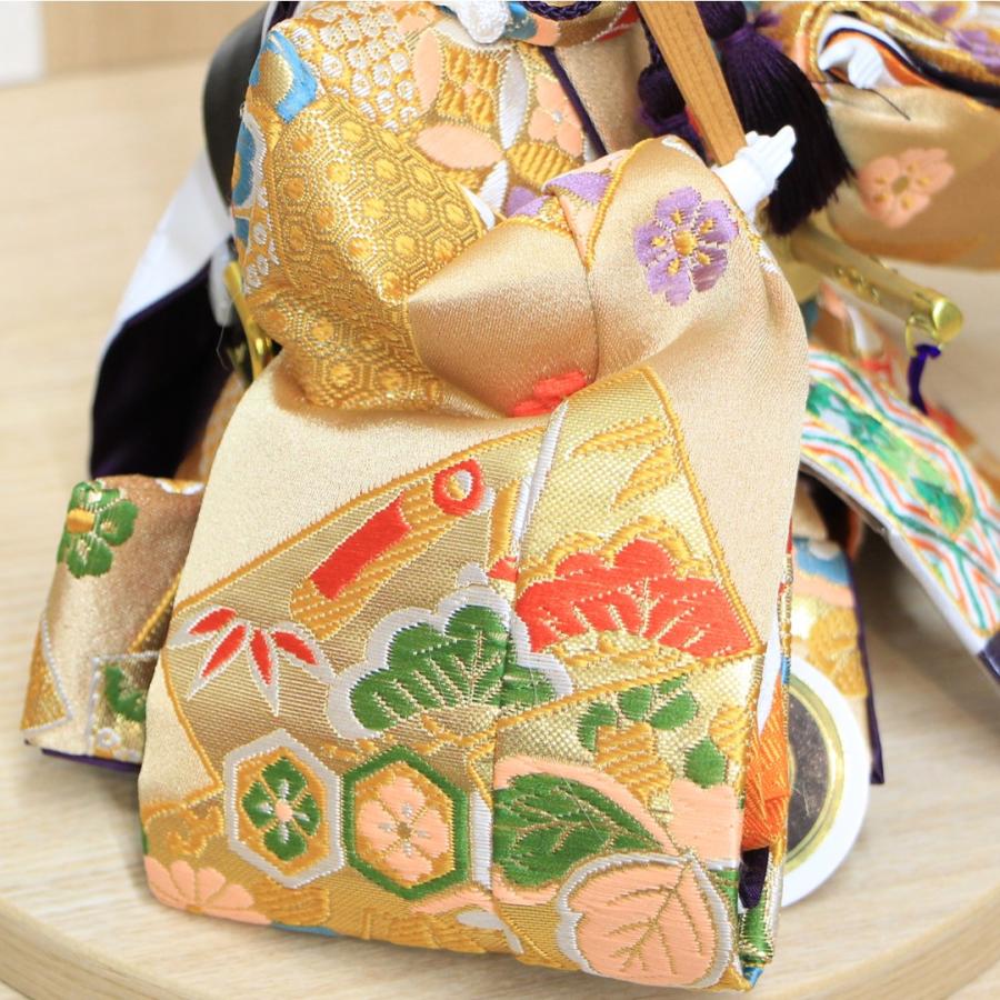 安藤桂甫作 京雛 十一番 雅印No.3  結月金彩横枝しだれ桜有明白木平台セット 幅65×奥行き40×高さ39.5（約cm）の画像