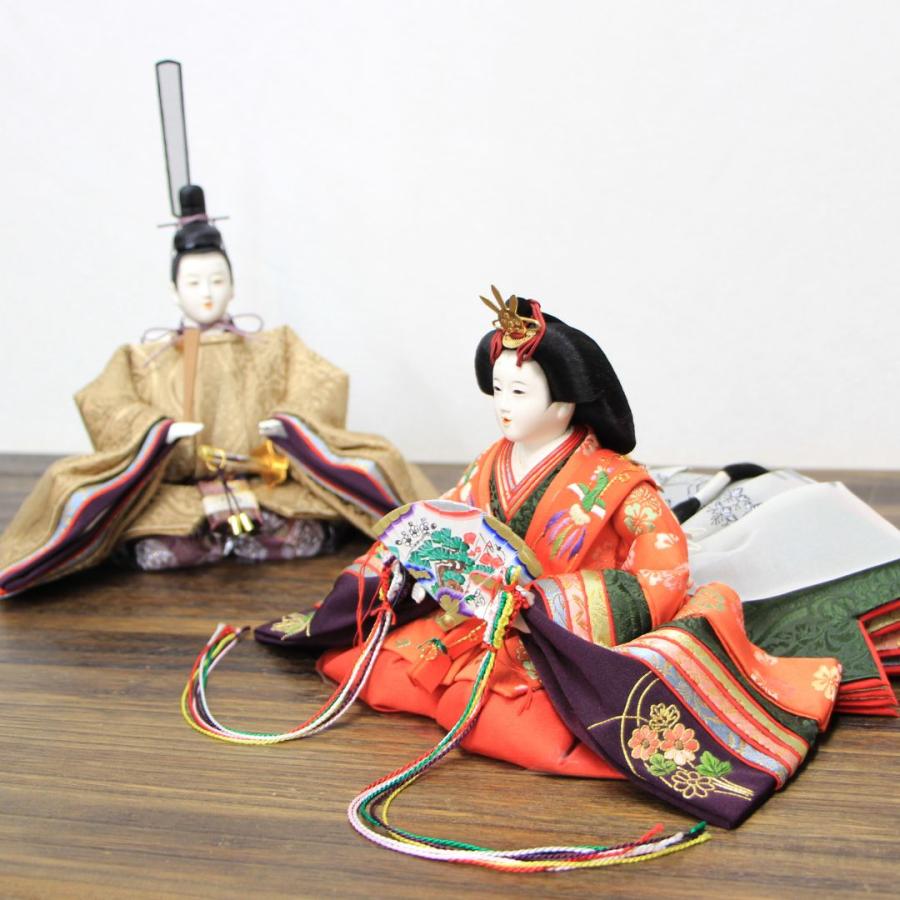 雛人形 清水久遊作 ひいな 古今 三五親王飾り 桜染め雪輪桜デザイン屏風 間口60m白木足付平台セット_7