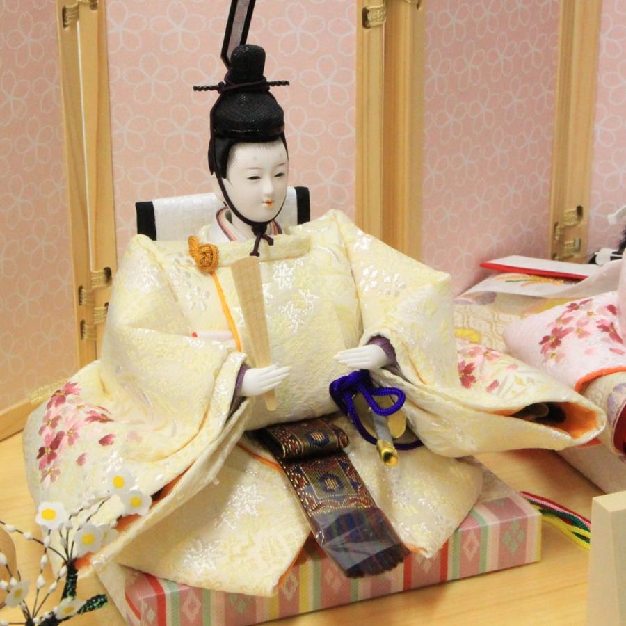 雛人形 コンパクト 柳三寸親王 親王飾り リバーシブル屏風 木製白木台 間口40cm_5