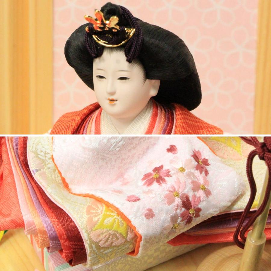 雛人形 コンパクト 柳三寸親王 親王飾り リバーシブル屏風 木製白木台 間口40cm_8