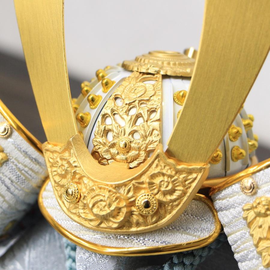 五月人形 おしゃれ 兜飾り台 LED照明付き 63cm 雄大飾り 8号 金白鉢金