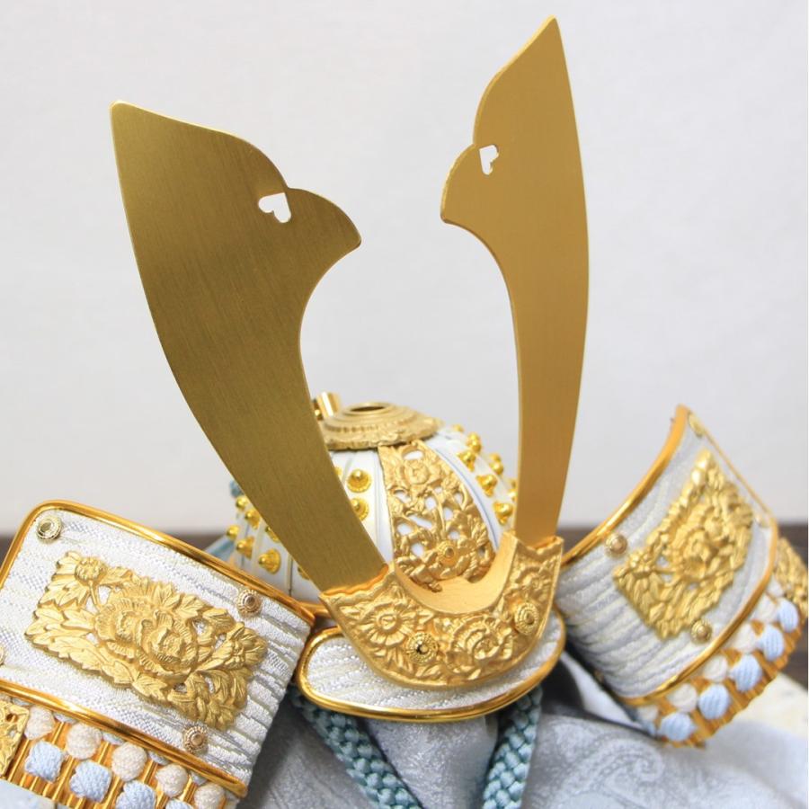 五月人形 おしゃれ 兜飾り台 LED照明付き 63cm 雄大飾り 8号 金白鉢金