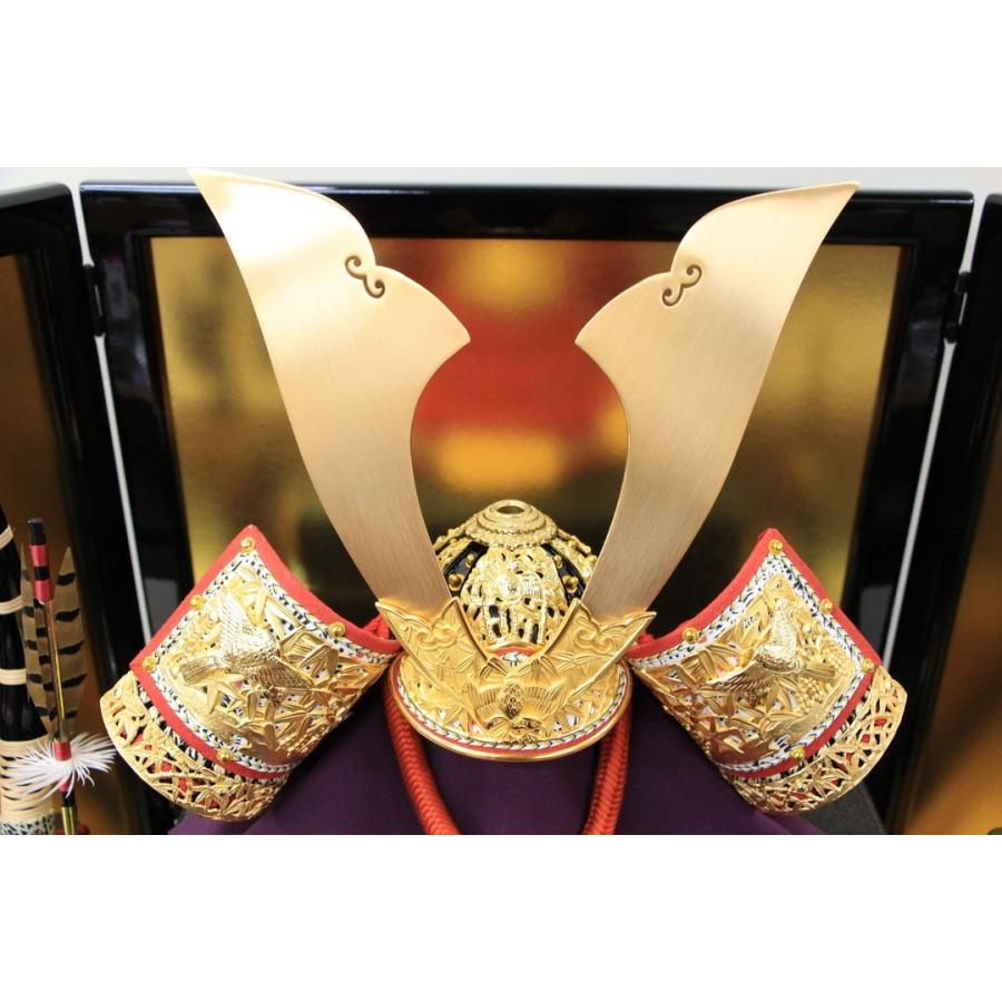 【クーポン】 五月人形 おしゃれ 日本一豪華 国宝模写 12号 竹雀兜 黒小札 正絹忍び緒 平飾りセット 【2249166189】(80500円)