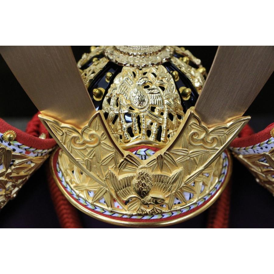 【クーポン】 五月人形 おしゃれ 日本一豪華 国宝模写 12号 竹雀兜 黒小札 正絹忍び緒 平飾りセット 【2249166189】(80500円)