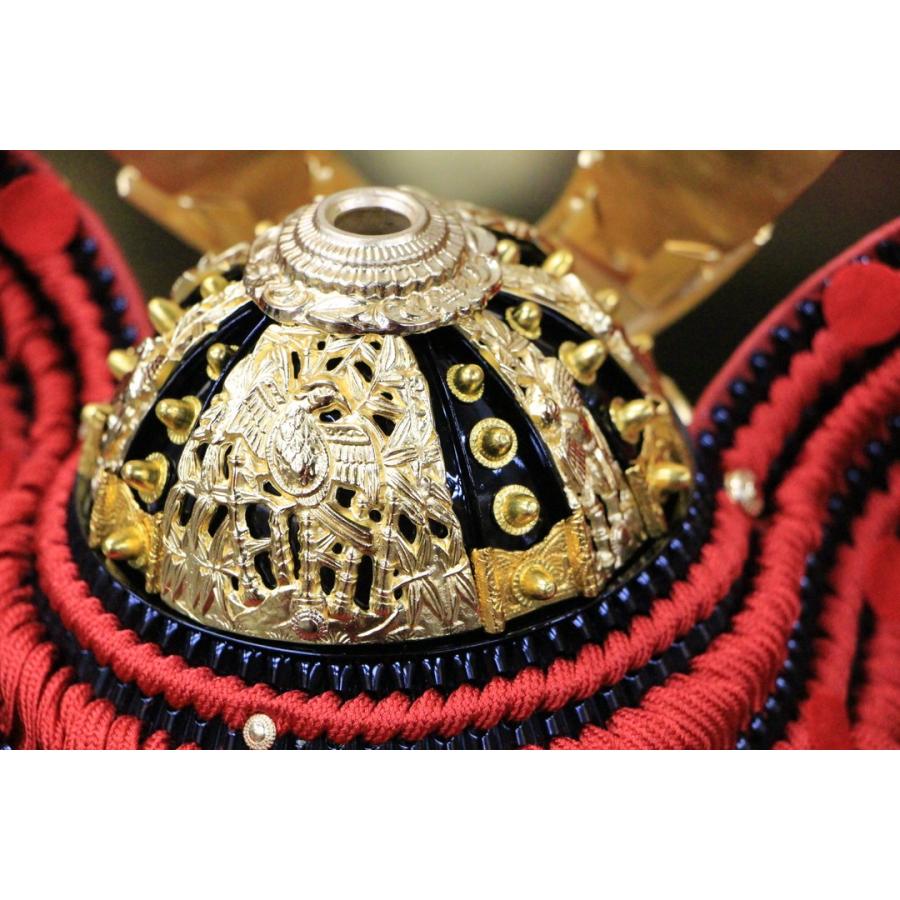 【クーポン】 五月人形 おしゃれ 日本一豪華 国宝模写 12号 竹雀兜 黒小札 正絹忍び緒 平飾りセット 【2249166189】(80500円)