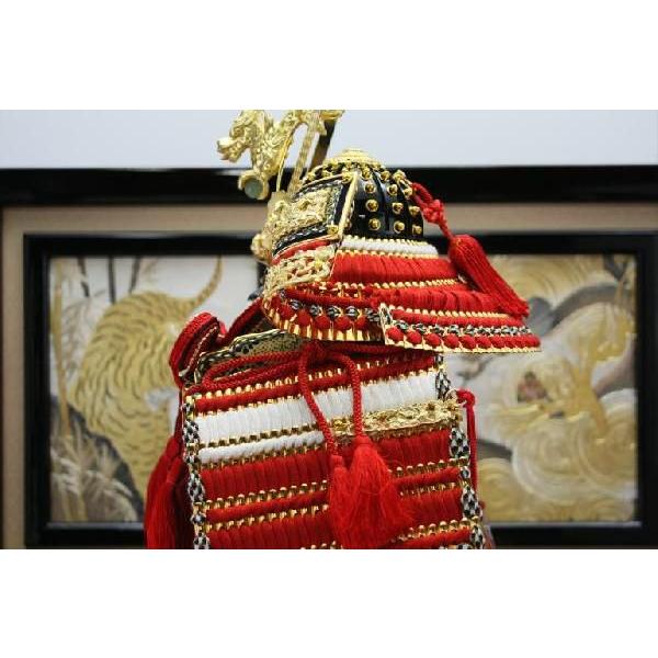 五月人形 兜 鎧 豪華 鎧飾り 鎧平飾り 10号京染め正絹赤白縅大鎧