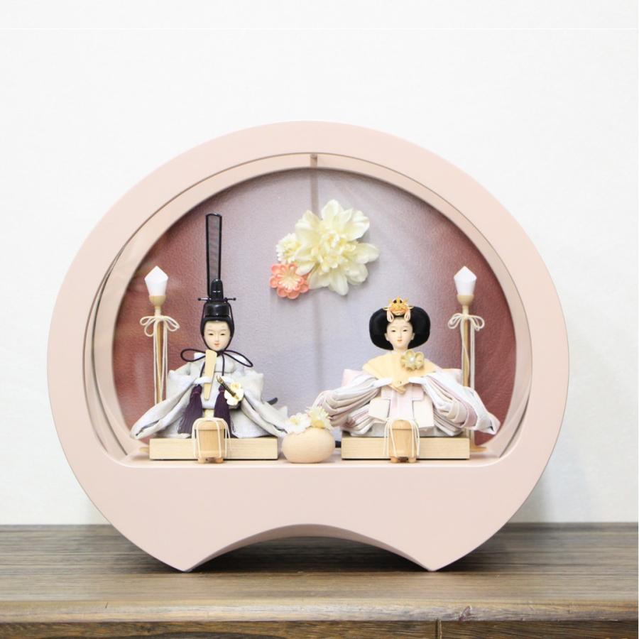 【送料無料】雛人形 親王飾り 二人飾り 衣装着 円型アクリルケース 奏 ピンク 間口40cm 奥行き20cm 高さ34cm