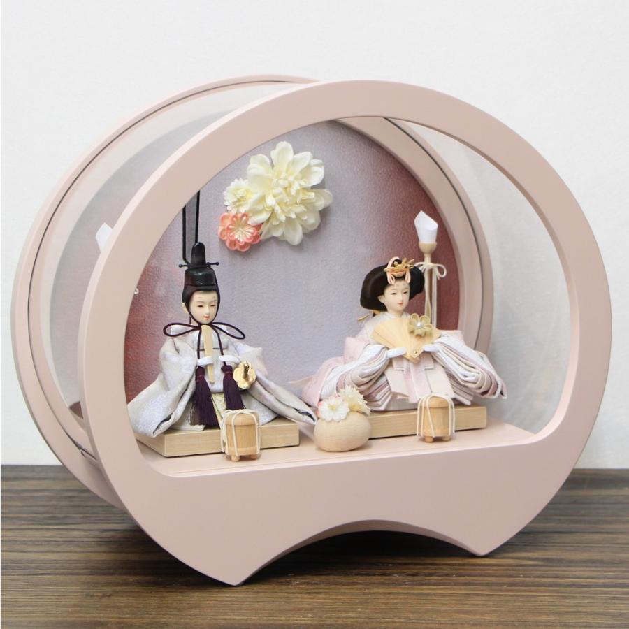 【送料無料】雛人形 親王飾り 二人飾り 衣装着 円型アクリルケース 奏 ピンク 間口40cm 奥行き20cm 高さ34cm