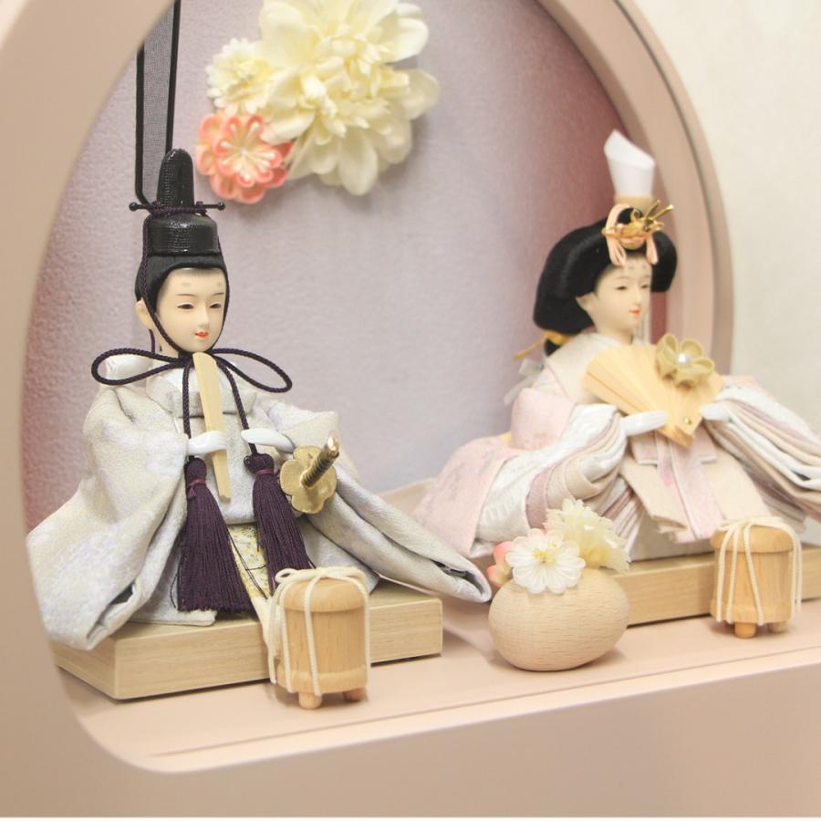 【送料無料】雛人形 親王飾り 二人飾り 衣装着 円型アクリルケース 奏 ピンク 間口40cm 奥行き20cm 高さ34cm