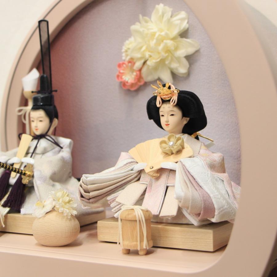 【送料無料】雛人形 親王飾り 二人飾り 衣装着 円型アクリルケース 奏 ピンク 間口40cm 奥行き20cm 高さ34cm