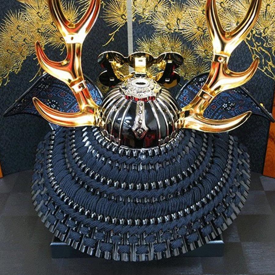 五月人形 兜飾り 収納飾り 12号真田幸村兜 金松に月木目収納箱セット