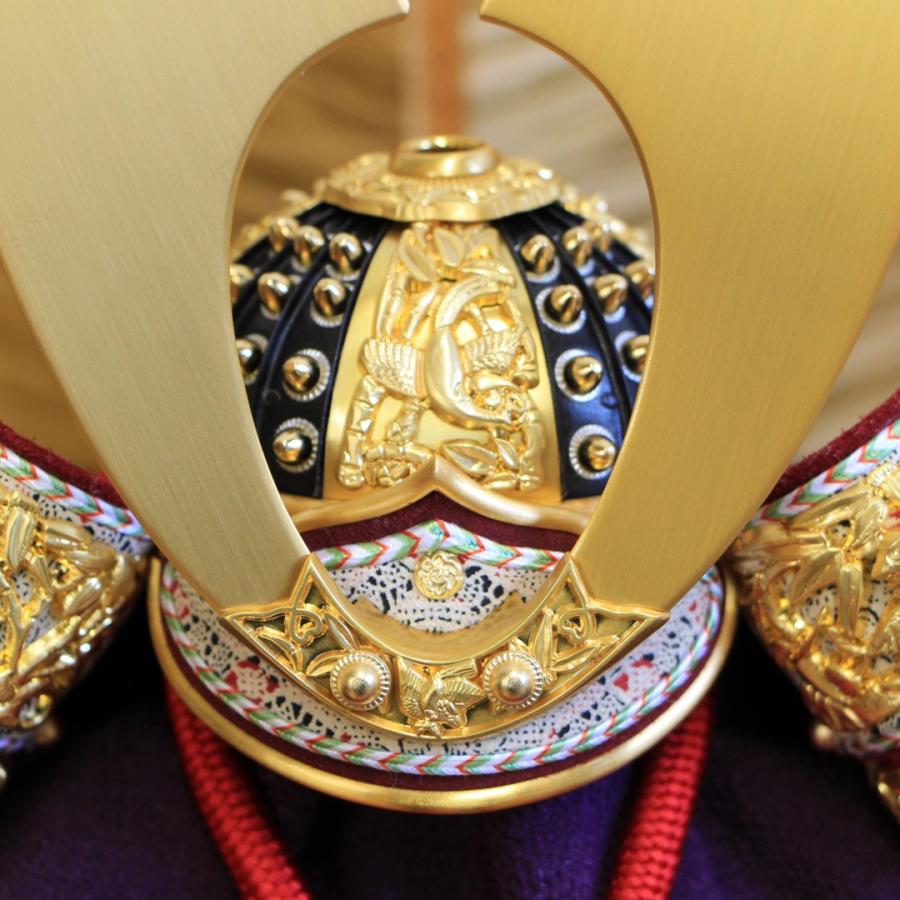 平安住一水作 8号極上飾兜金小札赤糸縅 竹雀兜 艶消無地大鍬形 四曲洋