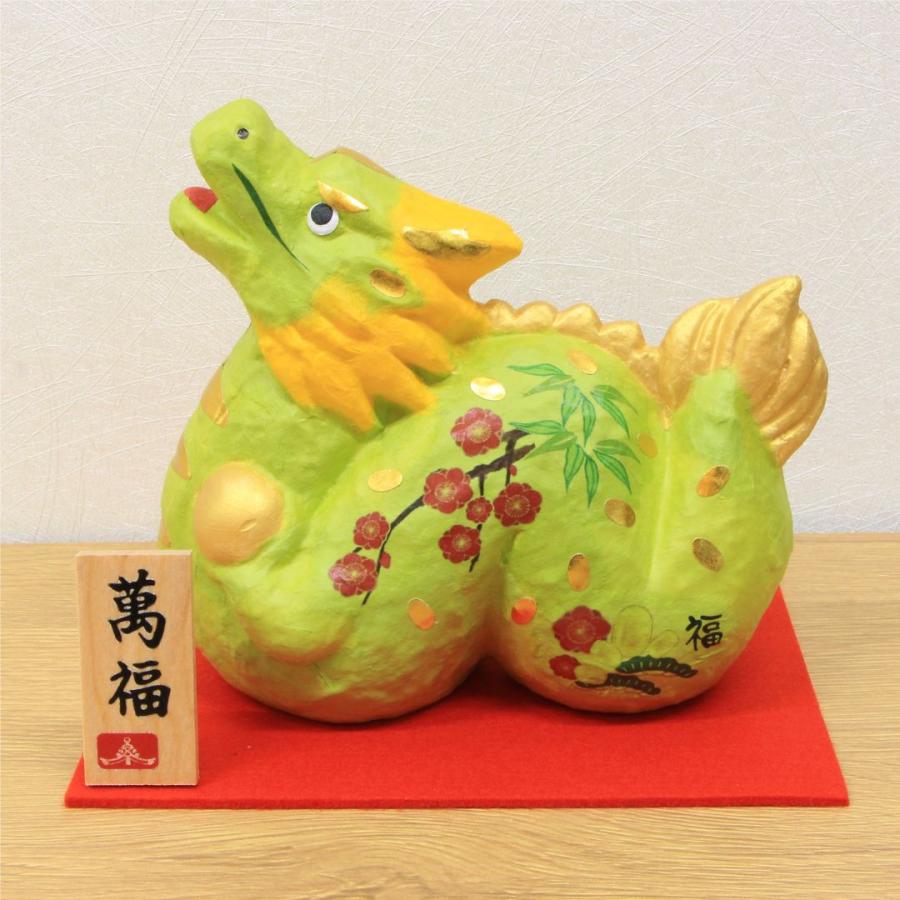 美濃和手貼り飛翔寿龍 辰 和紙貼寿（特大）置物 オブジェ 満願成就