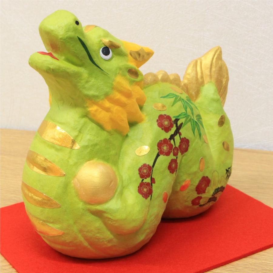 美濃和手貼り飛翔寿龍 辰 和紙貼寿（特大）置物 オブジェ 満願成就