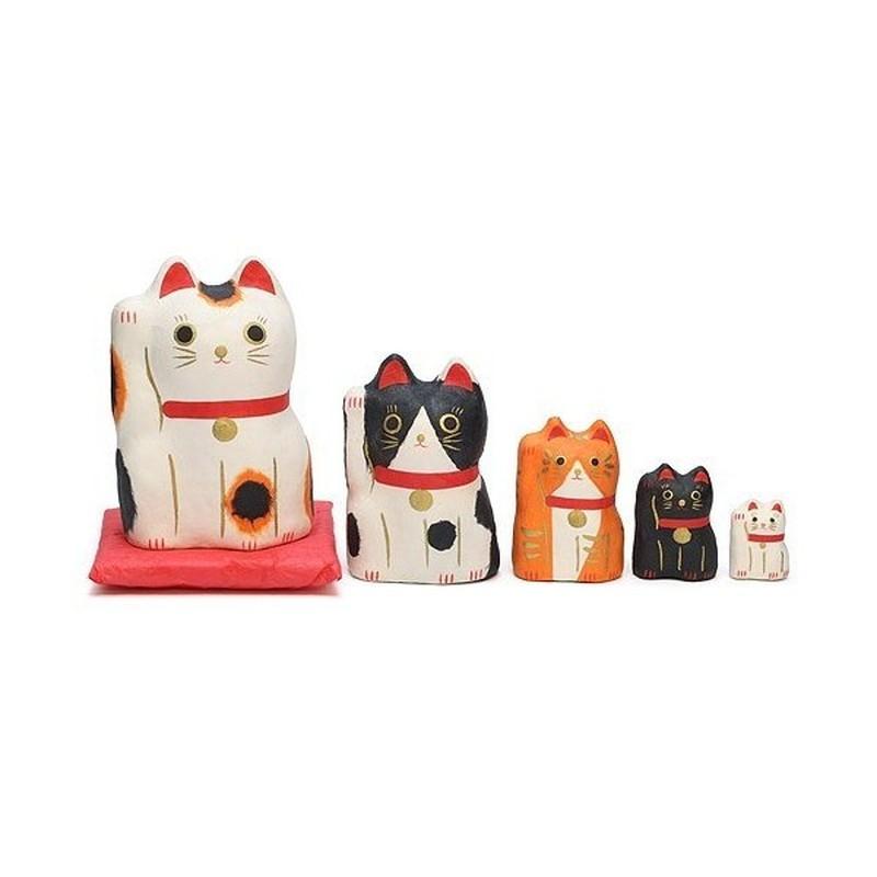 和雑貨 はりこーシカ 招き猫 柄 和風 小物 置物 縁起もの 正月
