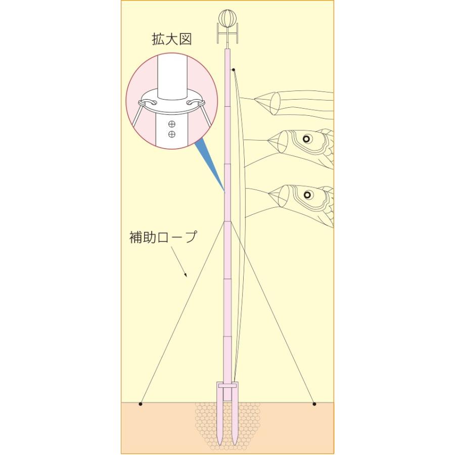 Wパイル杭方式ポール 12号 補助ロープ付き : 人形のモリシゲ - 通販