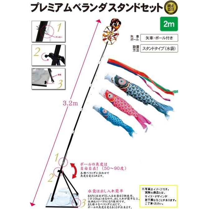 友禅鯉　2m プレミアムベランダスタンドセット（水袋）