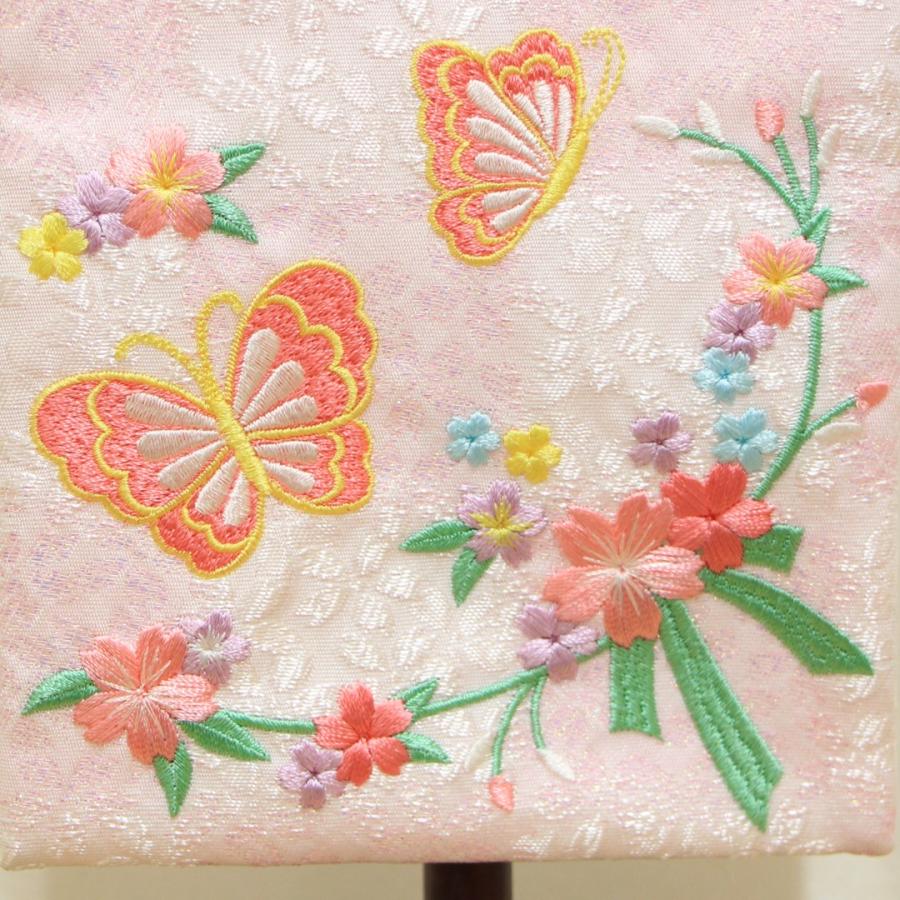 雛人形 名前旗 刺繍 特織 チョウと花リボン 白桃色 ピンク文字 雛人形 名前旗 刺繍 特織 チョウと花リボン 白桃色 ピンク文字