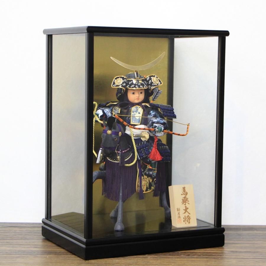 五月人形 3号 伊達政宗公馬乗り大将 黒毛 奉書馬 武将ガラスケース
