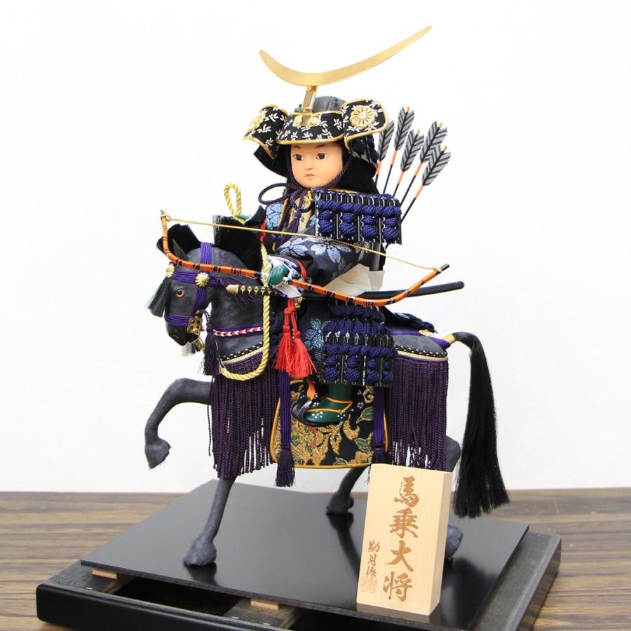 五月人形 3号 伊達政宗公馬乗り大将 黒毛 奉書馬 武将ガラスケース