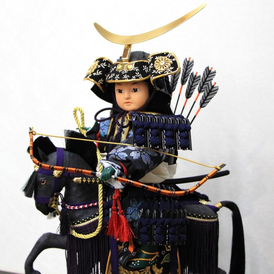 五月人形 3号 伊達政宗公馬乗り大将 黒毛 奉書馬 武将ガラスケース