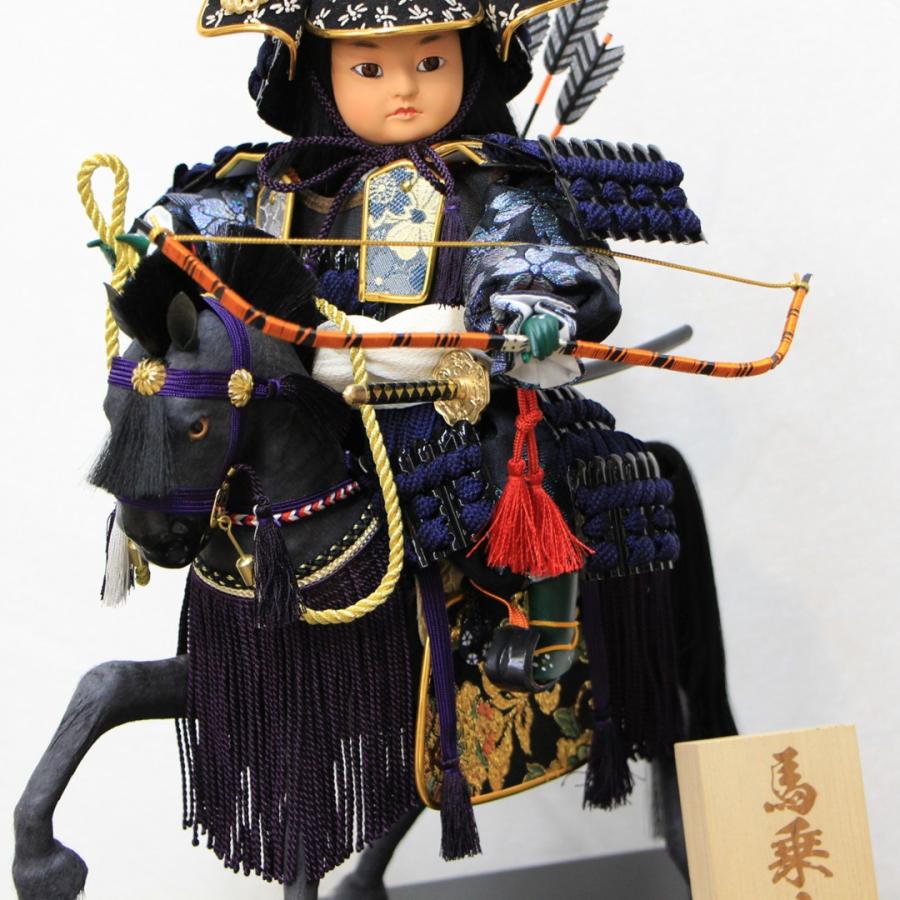 五月人形 3号 伊達政宗公馬乗り大将 黒毛 奉書馬 武将ガラスケース