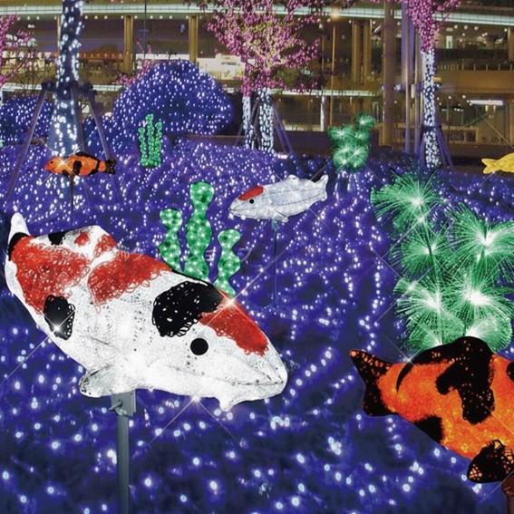 イルミネーション  LEDクリスタルグロー 鯉 紅白 防雨 常時点灯の画像