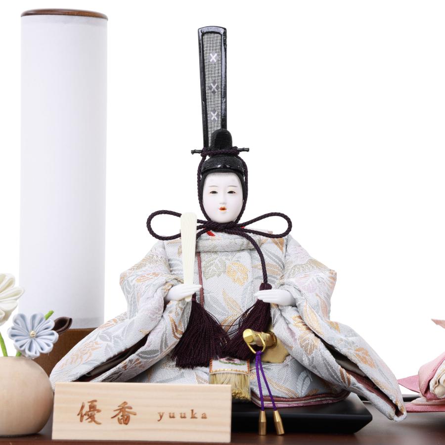 【送料無料】雛人形 親王飾り 二人飾り つまみ細工花飾り付ケース 銘木 鉄刀木ケース 優香作 京十三番親王アクリルケース飾り 間口48cm 奥行き29cm 高さ30cm_3