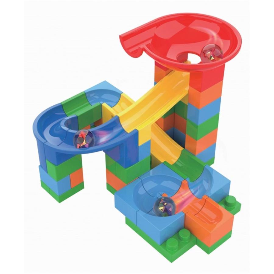 知育玩具 ブロック ころりんコースター56ピース ビー玉3つ付き : 人形
