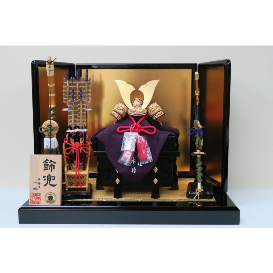 平安一水作　8号極上竹雀之兜黒小札赤糸縅平飾り