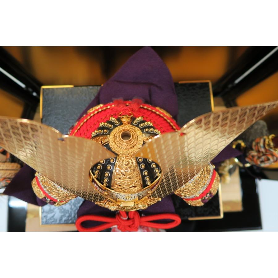 平安住一水作 12号 裾裏大鍬形金小札朱赤糸縅兜 金屏風平飾りセット