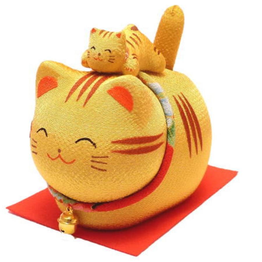和雑貨 招き猫 ゆらゆらソーラー親子猫（トラ猫）ソーラー電池 電池