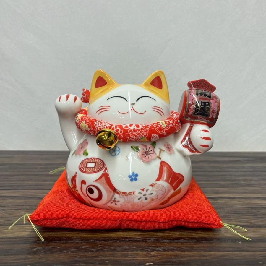 招き猫貯金箱 招き猫 貯金箱 手書き作家もの 花柄 招き猫 置物 商売