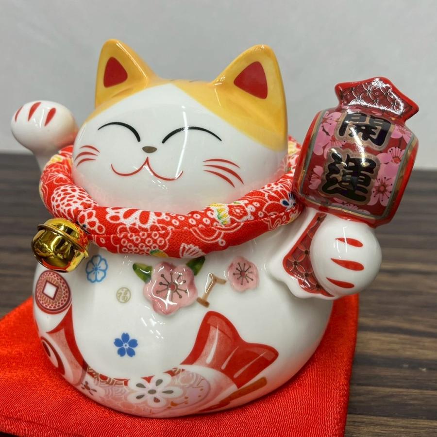 開運小槌招き猫 貯金箱 陶磁器 座布団付き : 人形のモリシゲ - 通販