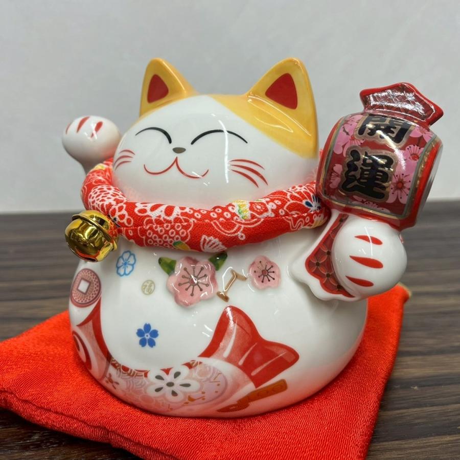 開運小槌招き猫 貯金箱 陶磁器 座布団付き : 人形のモリシゲ - 通販