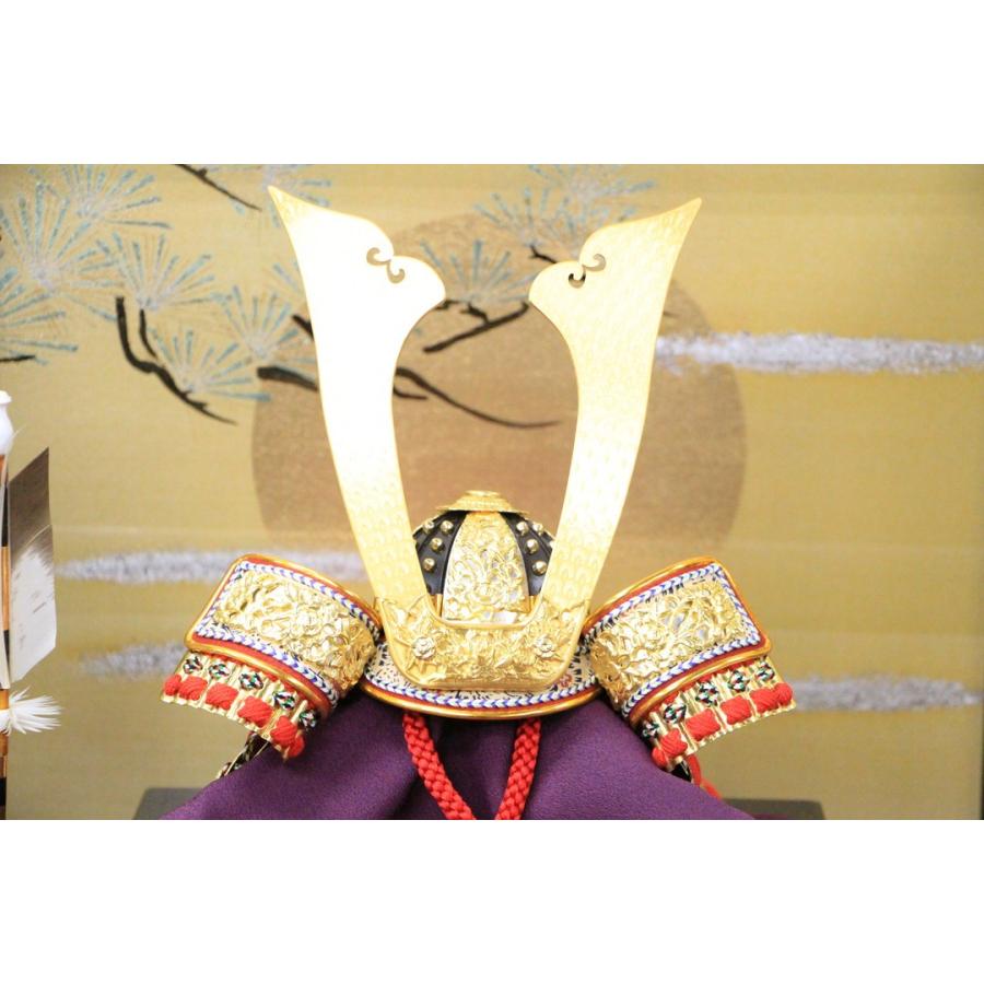 五月人形 10号 平安武久作 京兜櫃付き32-10-2深紅 絹しけ屏風平飾り