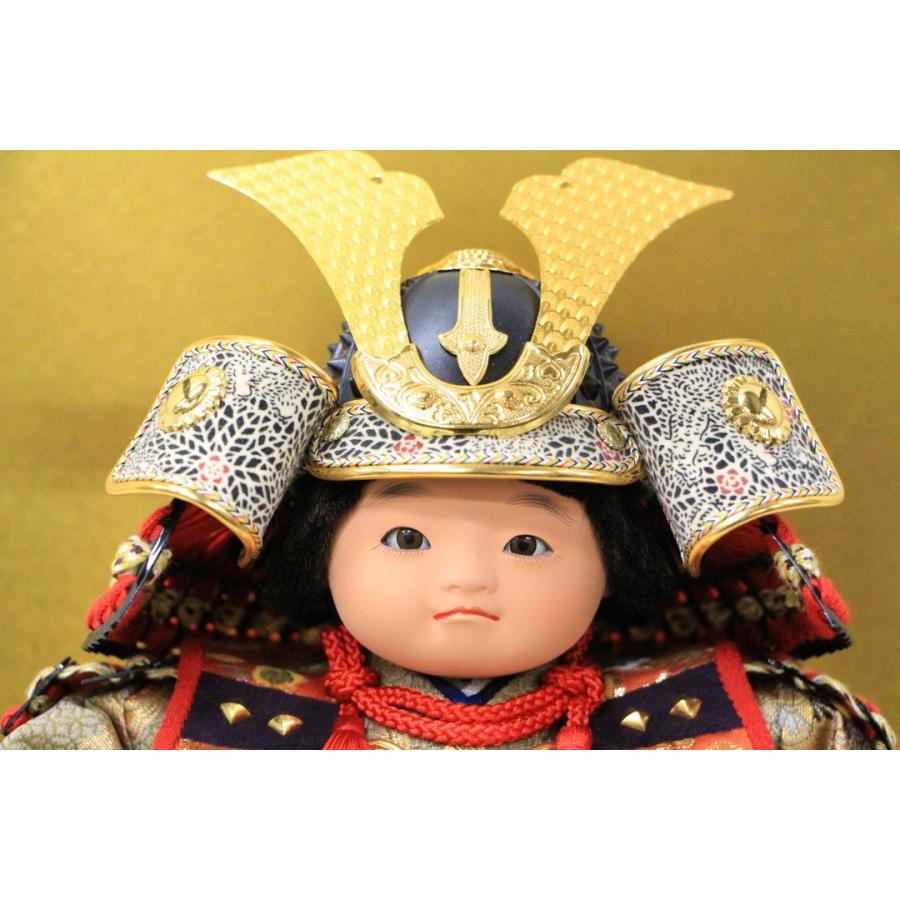 五月人形 コンパク 子供大将 ケース飾り 公司作 ミニ健 陣羽織 木製ガラスケース