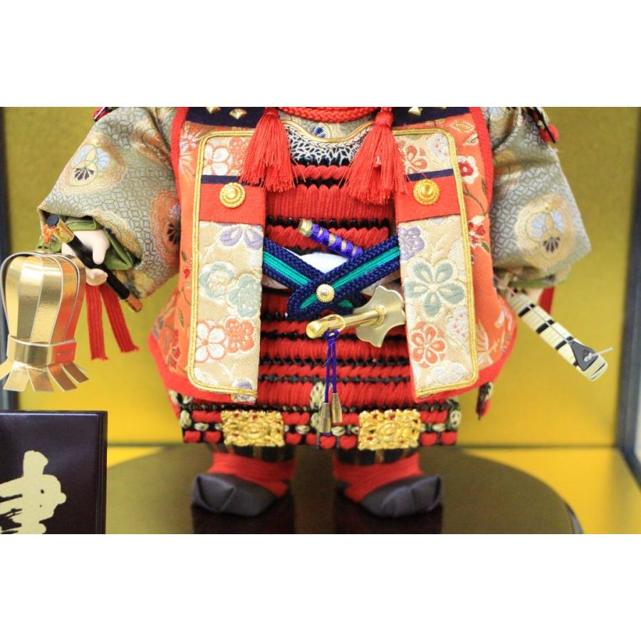 五月人形 コンパク 子供大将 ケース飾り 公司作 ミニ健 陣羽織 木製ガラスケース