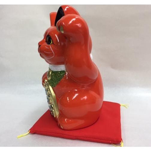 5号招き猫小判赤 (右手または左手) (座布団付) : 人形のモリシゲ