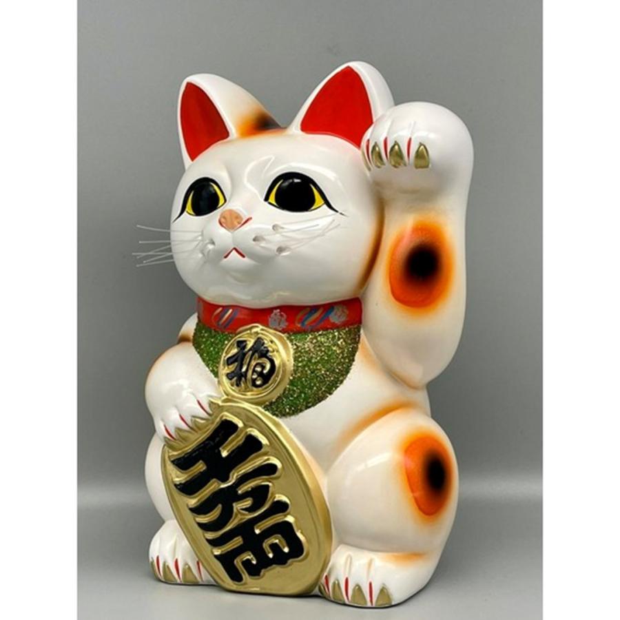 8号招き猫小判 白 (座布団付) 右手 左手 : 人形のモリシゲ - 通販