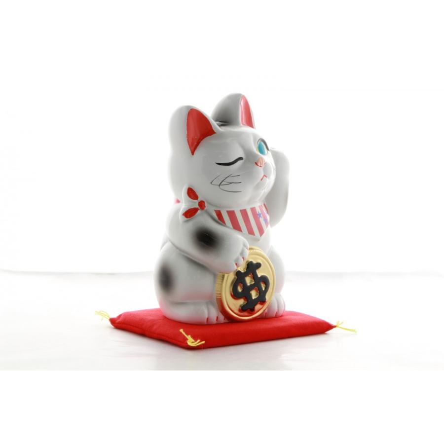 4号招き猫ドル猫白左手(座布団付) : 人形のモリシゲ - 通販 - Yahoo