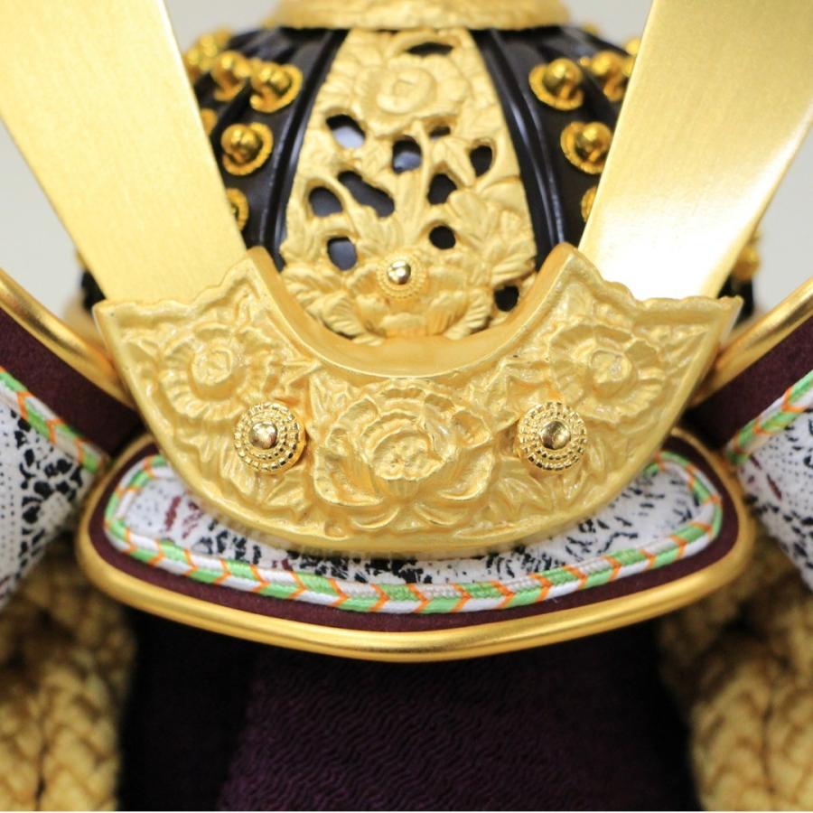 五月人形 平飾り コンパクト 兜飾り 一徳作 8号 純金箔押小札錆朱大鍬