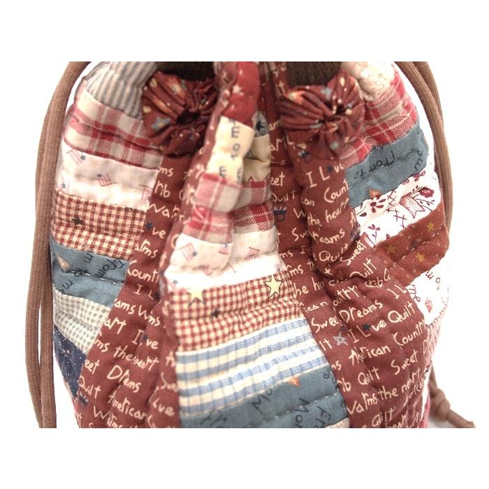 巾着バッグ ハンドメイド カントリー パッチワーク キルティング