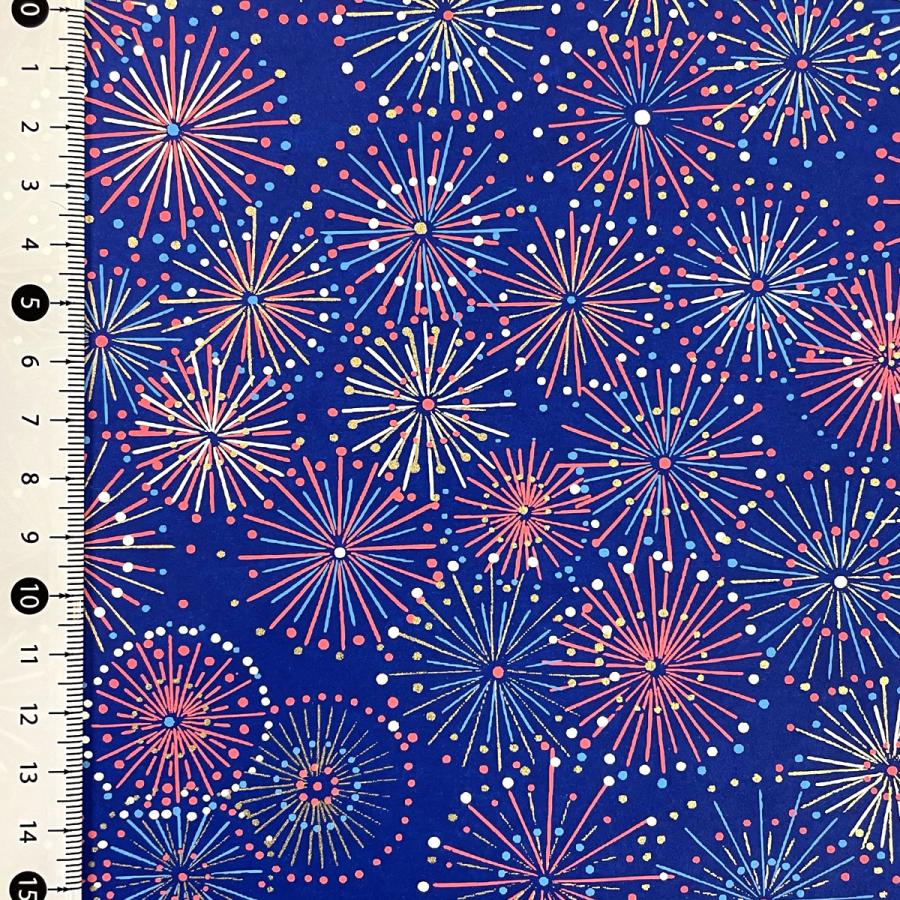 華やかな友禅和紙 花火 夏の風景 青 白大判 約63x93cm : 森田和紙