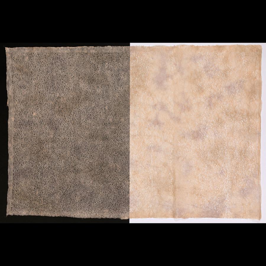 春雨ぼかし 落水紙 手漉き和紙 日本の伝統色 茶色 大判 60x93cm 因州