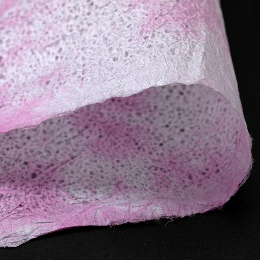 春雨ぼかし 落水紙 手漉き和紙 日本の伝統色 桃色 濃いピンク色 大判