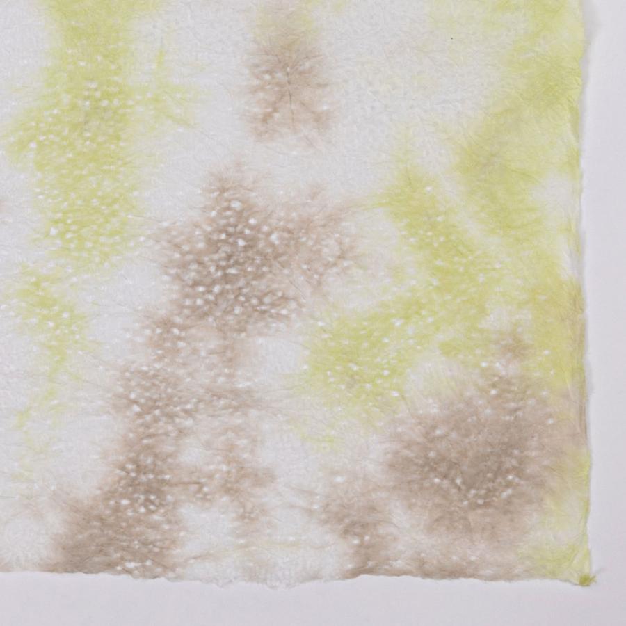 春雨ぼかし 落水紙 手漉き和紙 日本の伝統色 黄緑色 草色 茶色大判 60x93cm 因州和紙|moritawashi|02