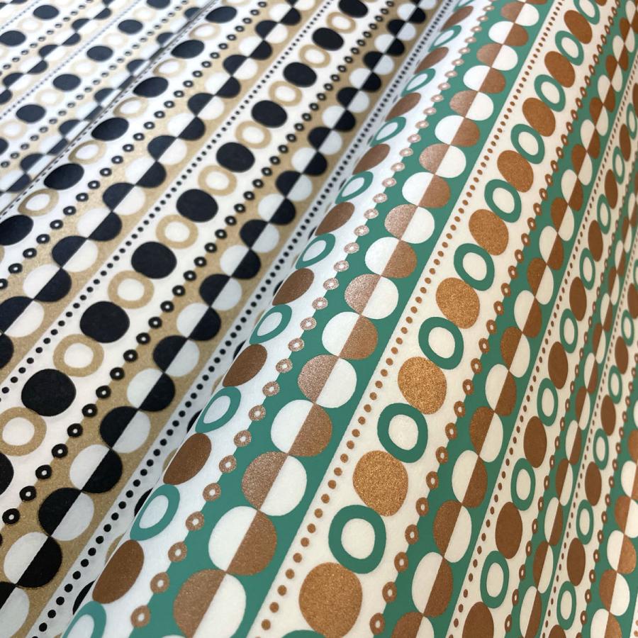 北欧風 友禅和紙 サークルライン柄 緑 黒 赤 大判 約63x93cm 千代紙