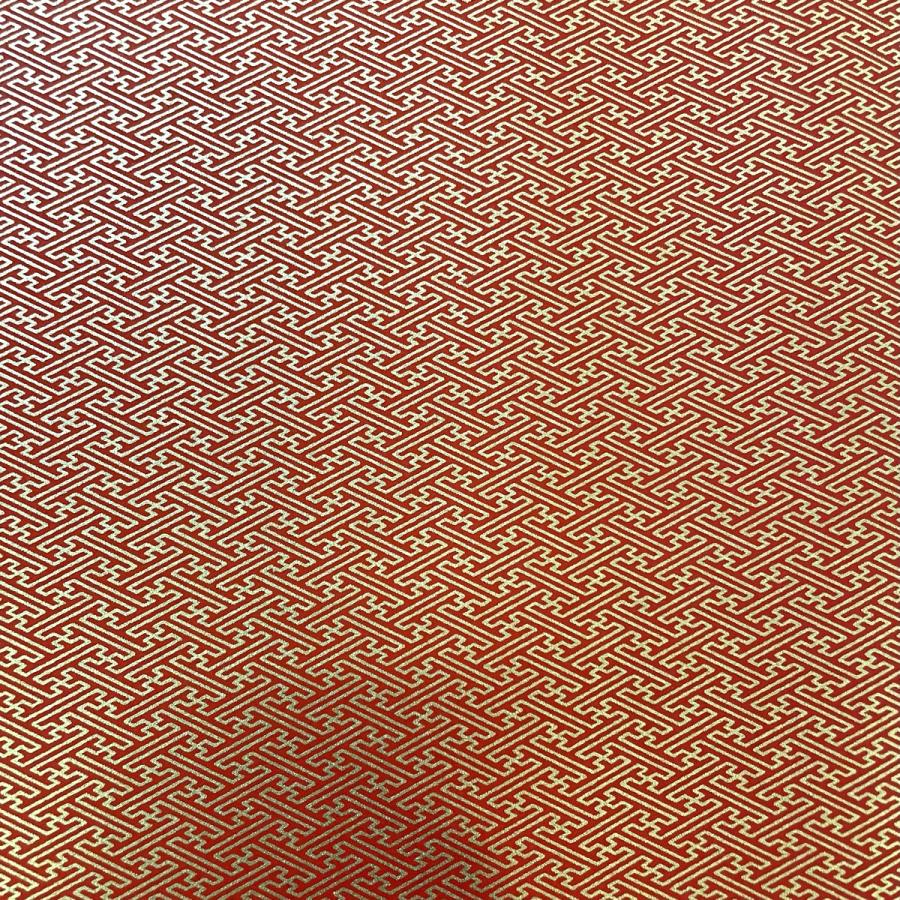 金色が華やかな加賀友禅 和紙 紗綾形 赤 大判 約63x93cm : 森田和紙